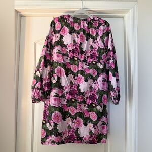 Lela Rose Pink & Green Floral Blouson Dress